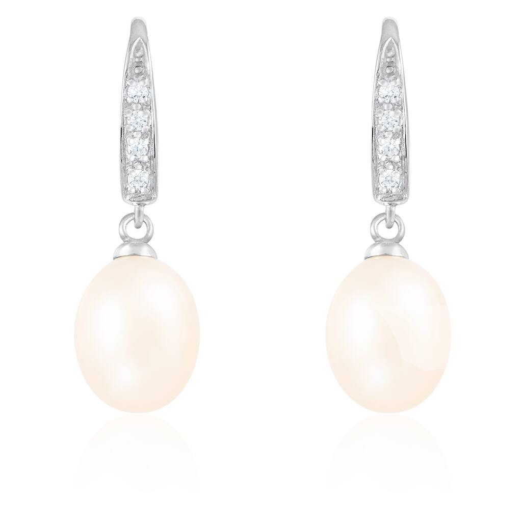 Dangle Fish Hook Pearl Earrings