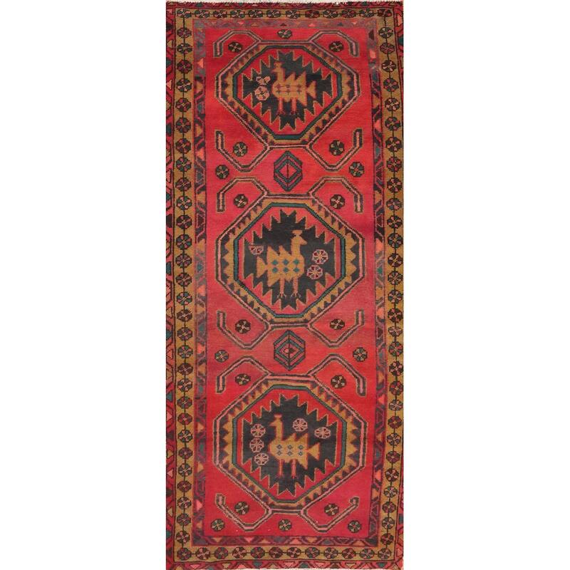 Hand Knotted Oriental 100% Wool Carpet Traditional Tribal Pink Ardebil Runner Rug - 9' 6'' X 3' 6''