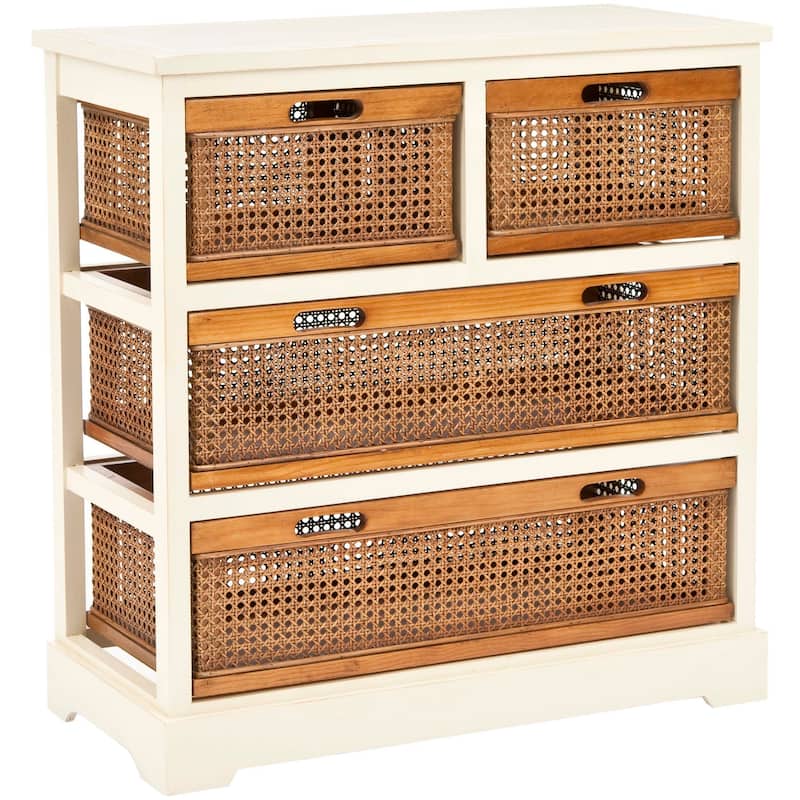 SAFAVIEH Eilike 4-Drawer White Storage Cabinet - 29.1" x 13.8" x 30.3" - 29Wx14Dx30H - Barley