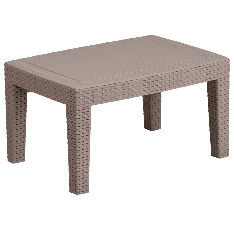 Plank-Top Rattan Coffee Table