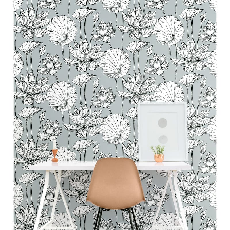 NextWall Lotus Floral Peel and Stick Wallpaper