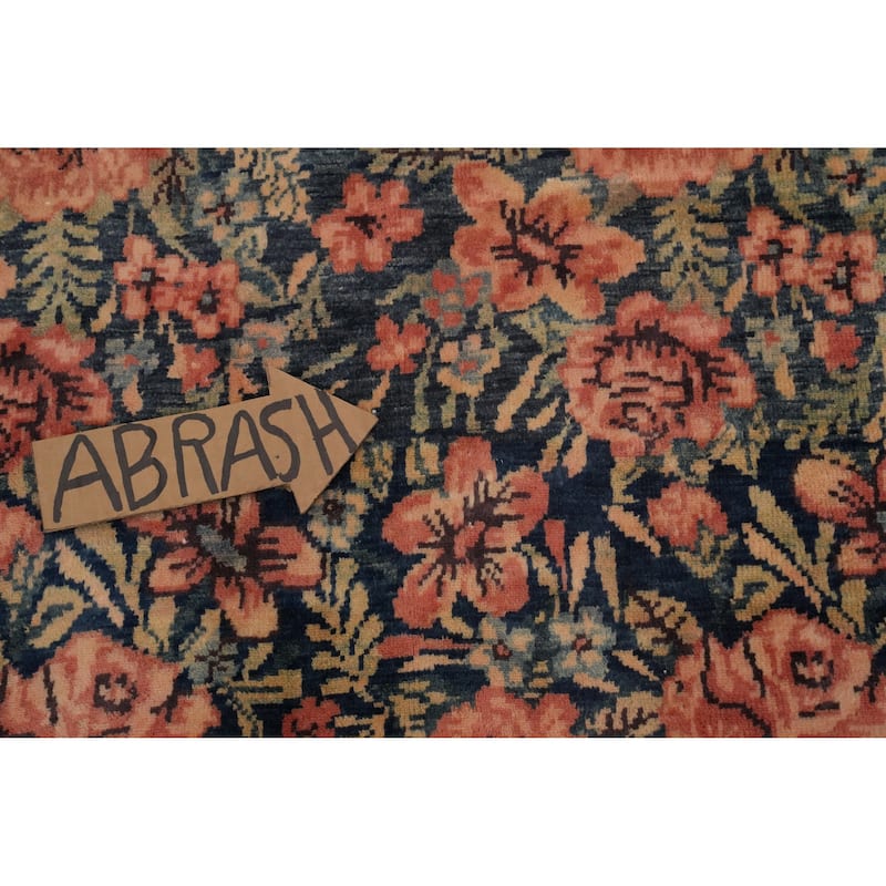 Hand Knotted Oriental 100% Wool Carpet Traditional All-Over Navy Blue & Blues Senneh Area Rug - 10' 5'' X 7' 1''
