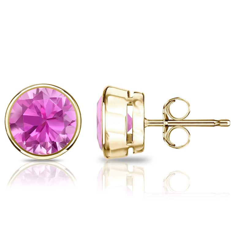Auriya 14k Gold 1/4ctw Bezel-set Pink Sapphire Gemstone Stud Earrings