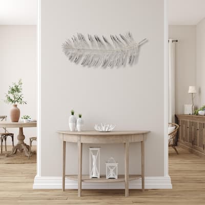 Silver and Bronze Metal Feather Themed Wall Decor