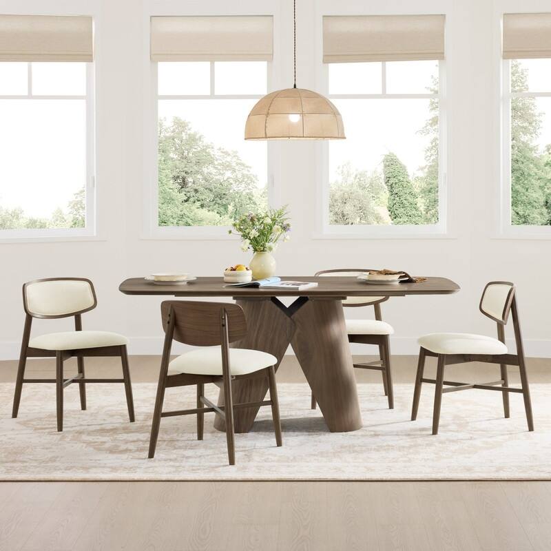 Spruce & Spring Mid-Century Upholstered Dining Chair with Solid Wood Frame