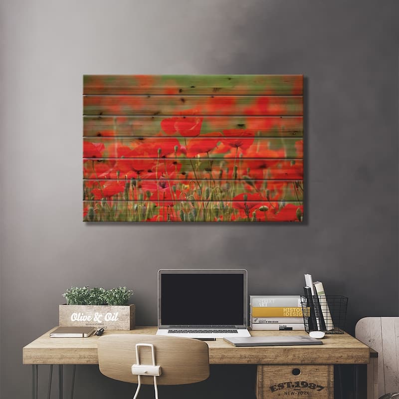 Summer Poppies, Tuscany Region, Italy Print On Wood by Terry Eggers - Multi-Color