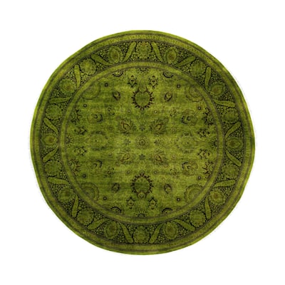 Overdyed One-of-a-Kind Hand-Knotted Area Rug - Green - 9' 1" x 9' 1"