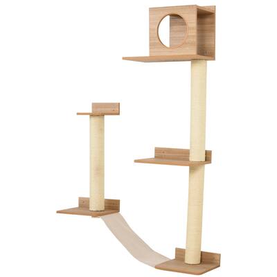 PawHut Cat Tree with Sisal-Covered Scratching Posts Condo for Cats and Pets, Yellow