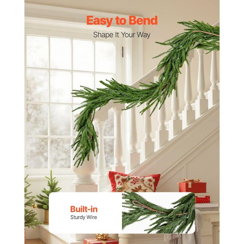 Lush Green Norfolk PE Christmas Garland with Full Fluffy Design for Home and Holiday Decoration
