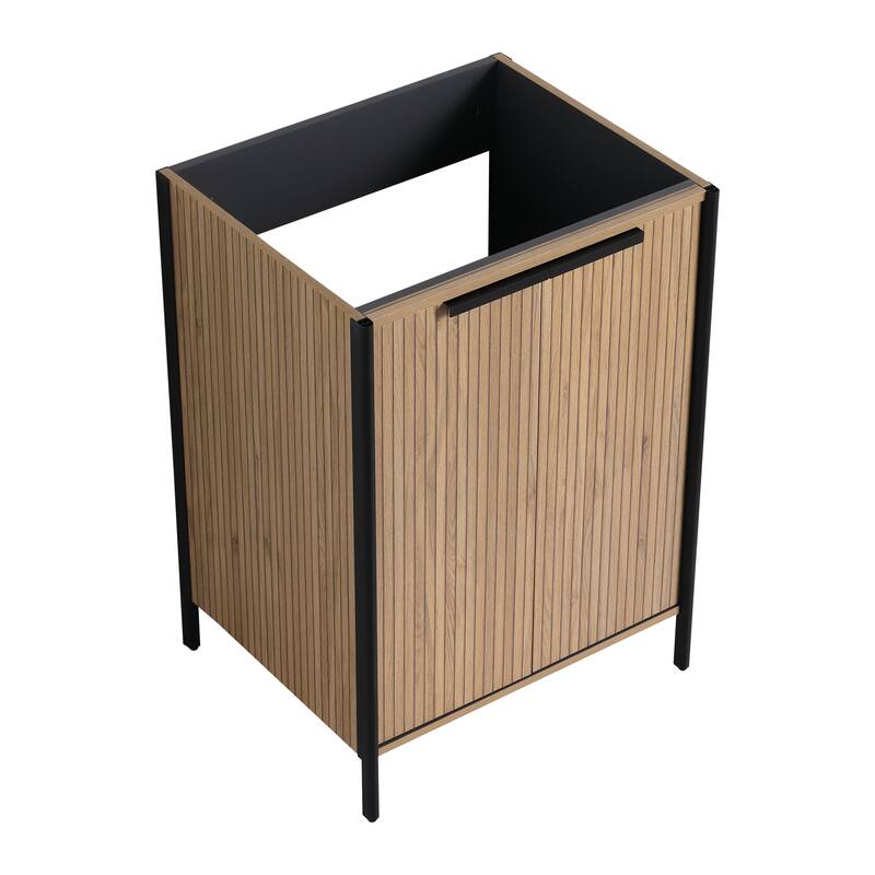 Modern 24 Inch Freestanding Bathroom Vanity Base with Soft-Close Doors and Storage Shelves - No Sink Included