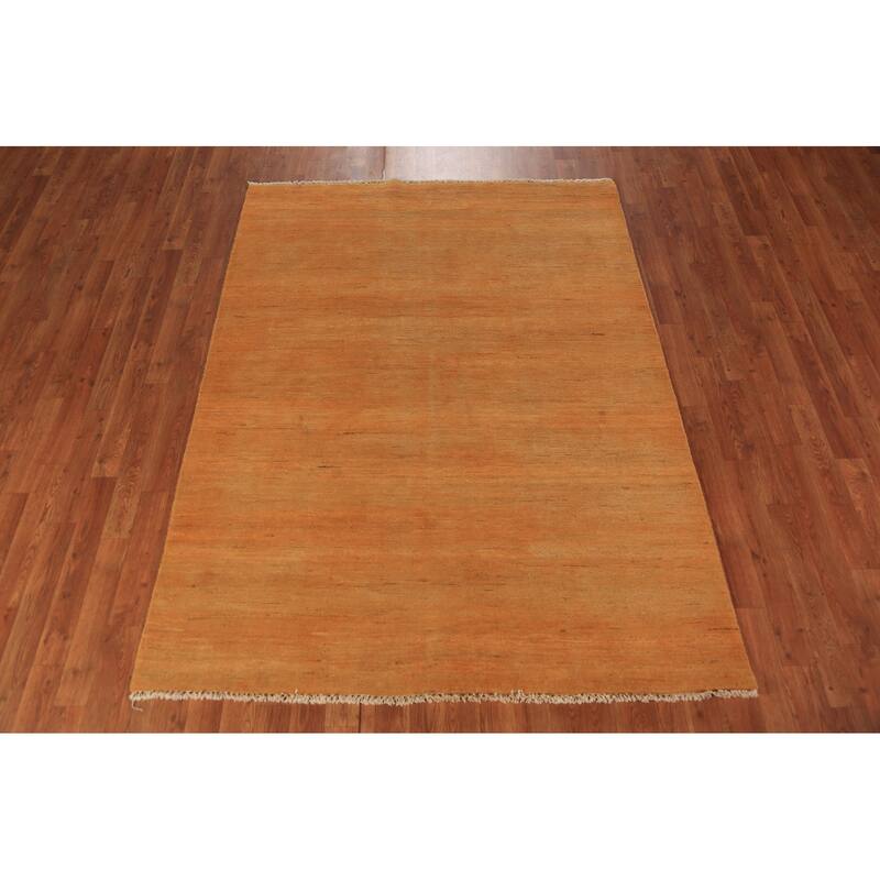 Orange & Yellow Gabbeh Modern Area Rug Handmade Wool Carpet - 4'11" x 6'6"