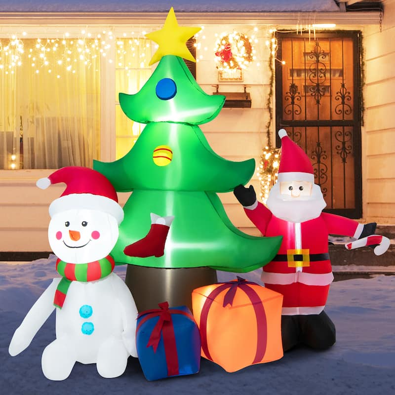 Gymax 7.2FT Inflatable Christmas Tree Snowman Santa Gift Bag - See Details - Multicolor