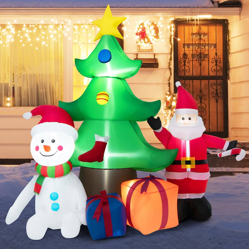 Gymax 7.2FT Inflatable Christmas Tree Snowman Santa Gift Bag - See Details