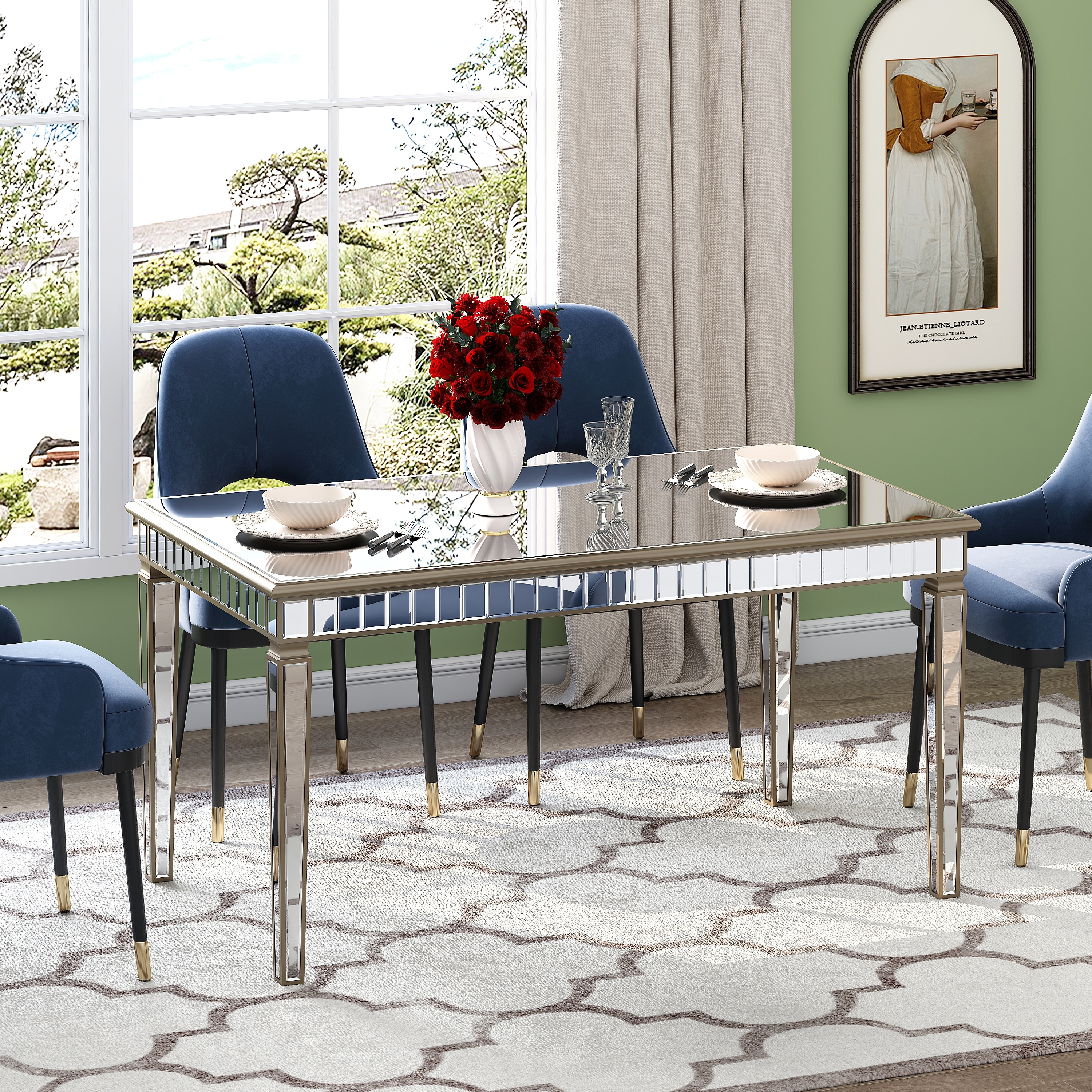 Mirrored dining table for clearance sale