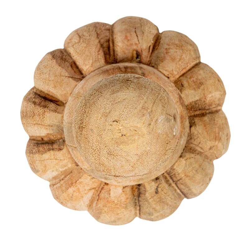 Bleached Hand-Carved Mango Wood Finials, Set of 3 - 5.5"L x 5.5"W x 9.0"H