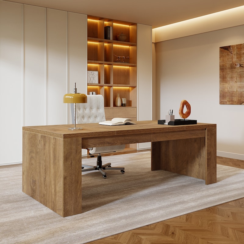 70.9" Wood Computer Desk, Executive Office Desk, Home Office Writing Workstation Business Accent Desk