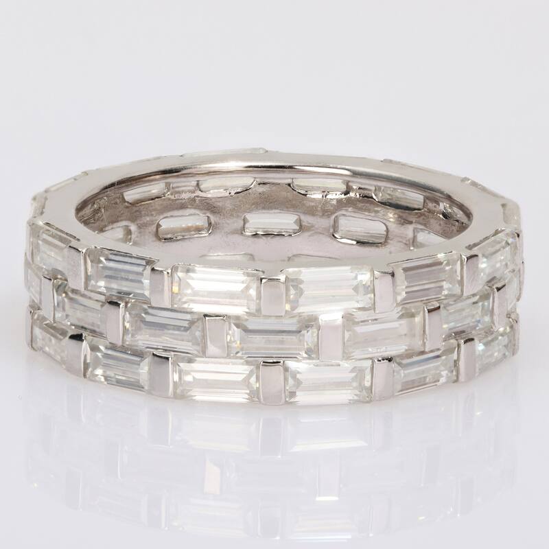 Miadora 4 5/8ct DEW Moissanite Triple Row Ring in Sterling Silver