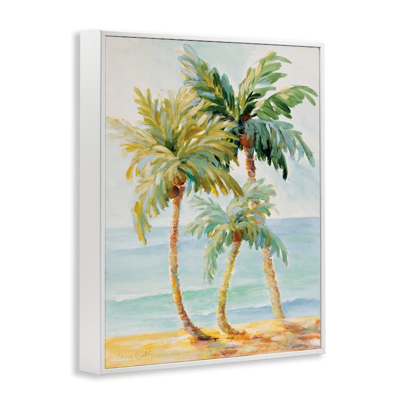 Stupell Tropical Palm Trees on Coastal Beach Sand Framed Giclee Texturized Art by Lanie Loreth