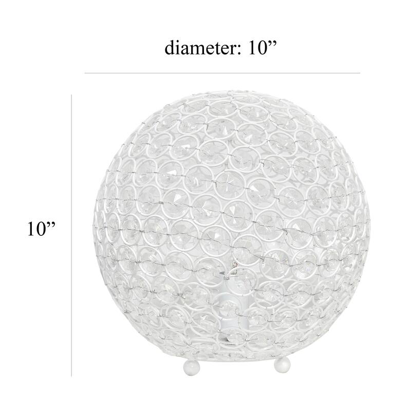 10 in. White Finish Table Lamp, Round Lamp for End and Side Table