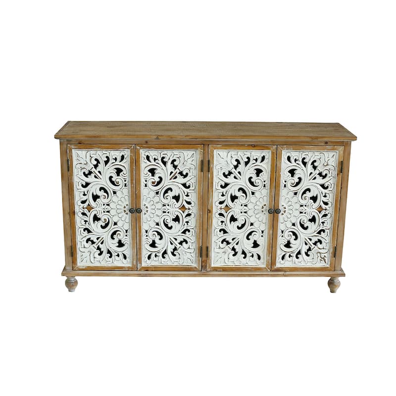 Accent Cabinet with 4 Doors, Farmhouse Sideboard Buffet Cabinet with Storage, Modern Storage Cabinet with Wood Doors