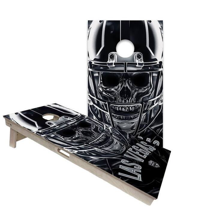 Las Vegas Raiders Regulation 2x4 Cornhole Board Set - All-Weather - Include Case + LED Lights