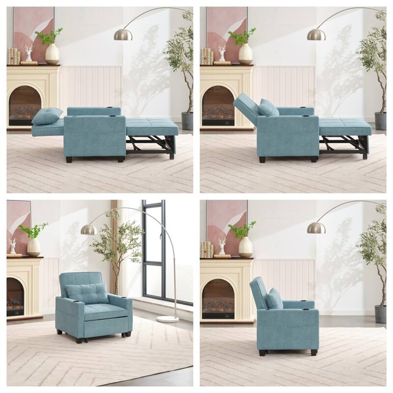 3-in-1 Pull Out Convertible Sleeper Chair w/ USB Ports,Wear Resistant