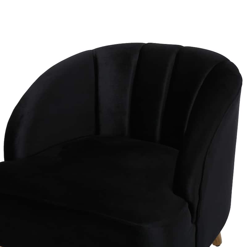 Black Modern 27.5" Upholstered Club Chair with Rubber Wood Legs for Living Room