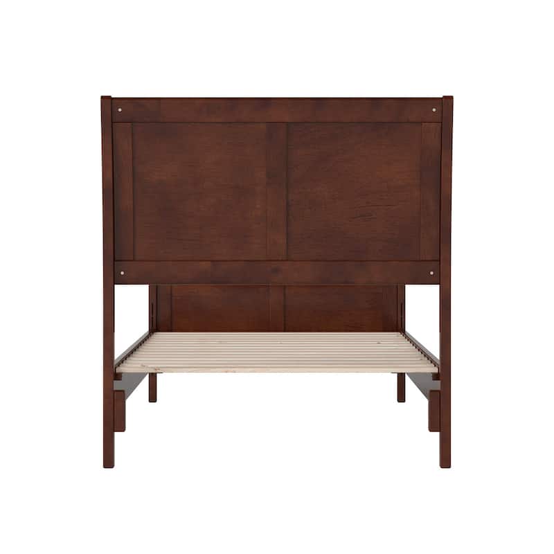 Twin XL Platform Bed Wood Sleigh Bed Low Profile Modern Bed Walnut Finish