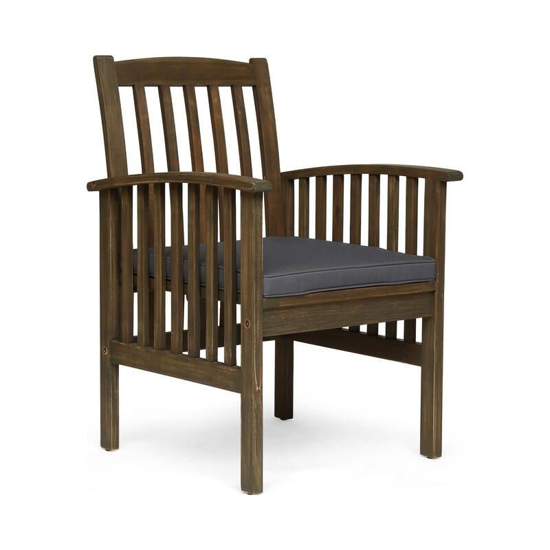 2-Piece Acacia Wood Dining Chair Set with Water-Resistant Cushions