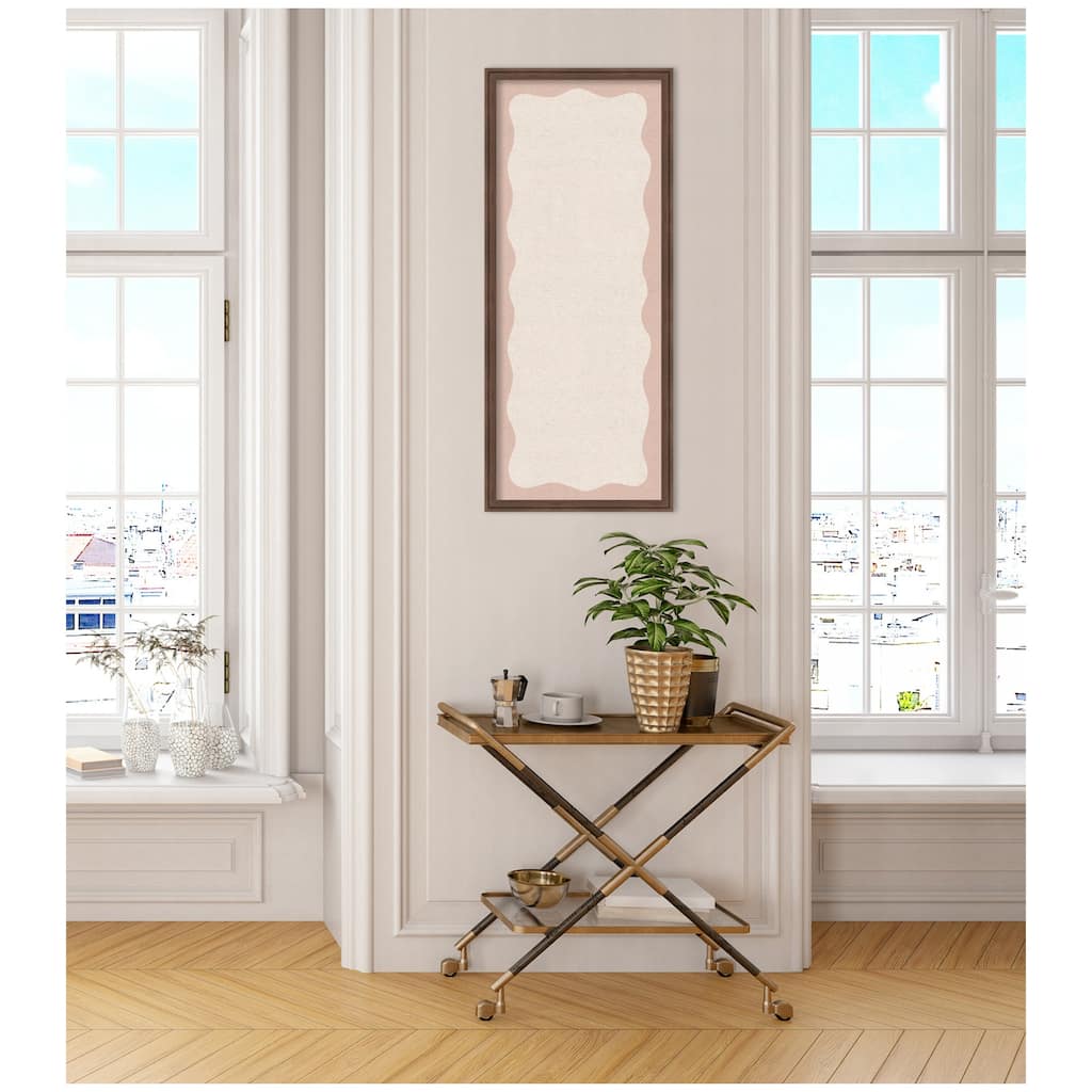 Kate and Laurel Framed Fabric Pinboard Wavy Linen Light and Pink Wall Organization