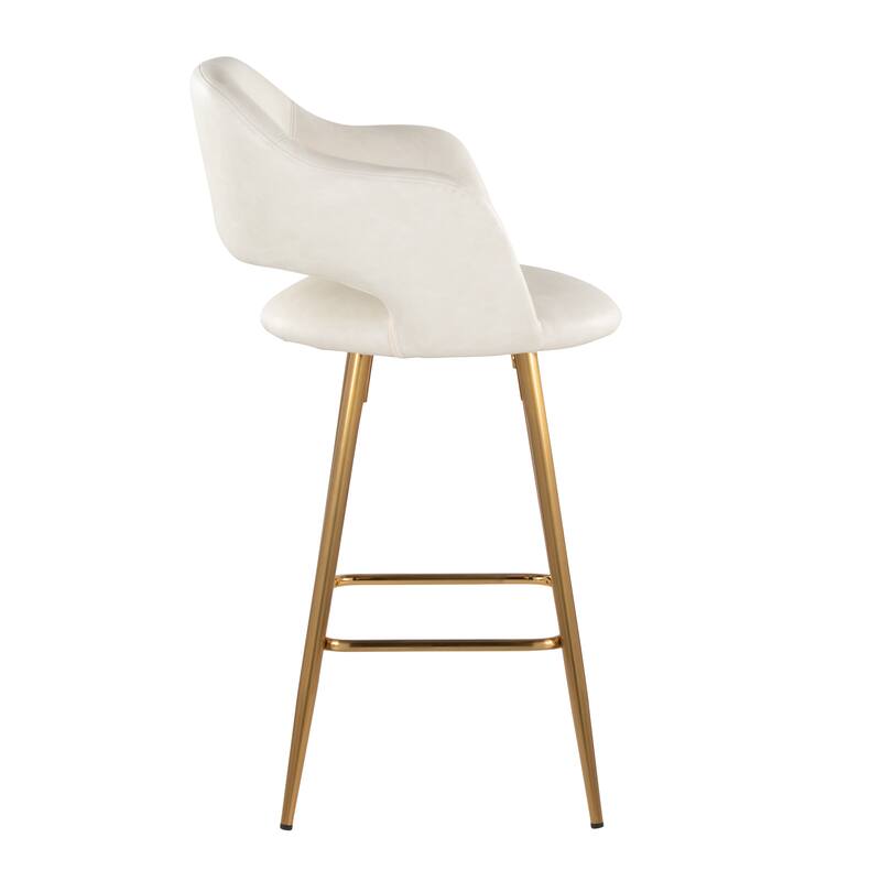 Porch & Den Vallen 26" Fixed-Height Faux Leather Counter Stool with Metal Legs & Square Footrest (Set of 2)