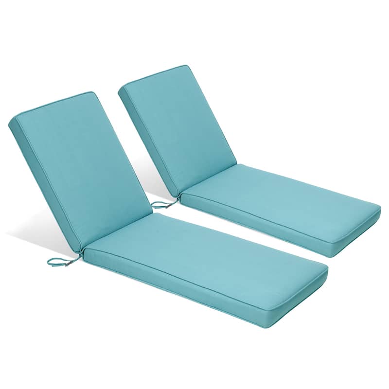 Aoodor Patio Chaise Lounger Cushions Set of 2, Olefin Fabric, Water-Resistant, 72x21x3 Inches(Only Cushions)