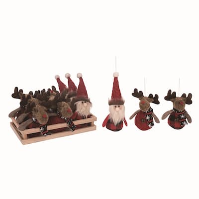 Transpac Polyester 5 in. Multicolor Christmas Plush Rustic Holiday Ornaments Set of 12