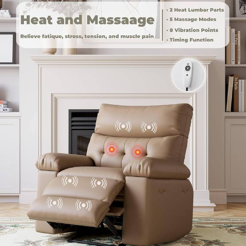 Oversized PU Leather Massage Recliner Sofa Chair for Living Room and Bedroom