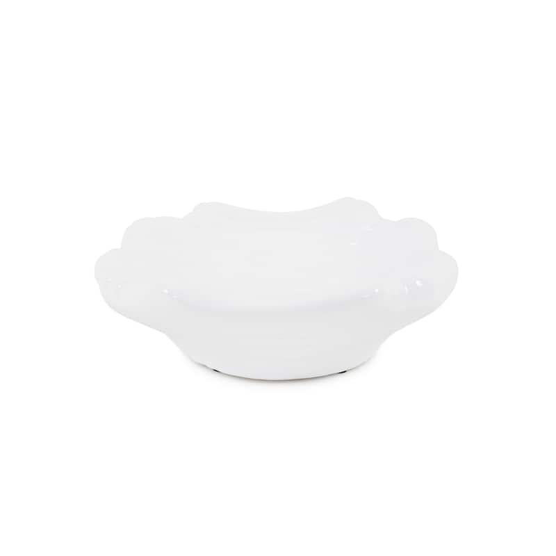 Allan Andrews Hand Finished Glossy White Ceramic Flowing Wave Tray - Glossy White - 13"W x 11.25"D