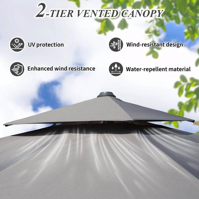 Aluminum Patio Umbrella - 360° Rotation, Hydraulic Lift
