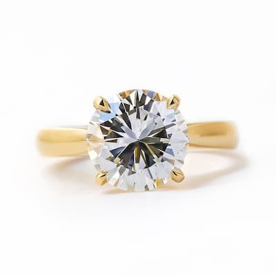 Kobelli 3.49 Carat Natural Diamond GIA Certified 14k Solid Gold Round Solitaire Cathedral One-of-a-Kind Franz Engagement Ring
