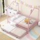 preview thumbnail 29 of 33, Metal House Bed with Fence, With Trundle Full - Pink