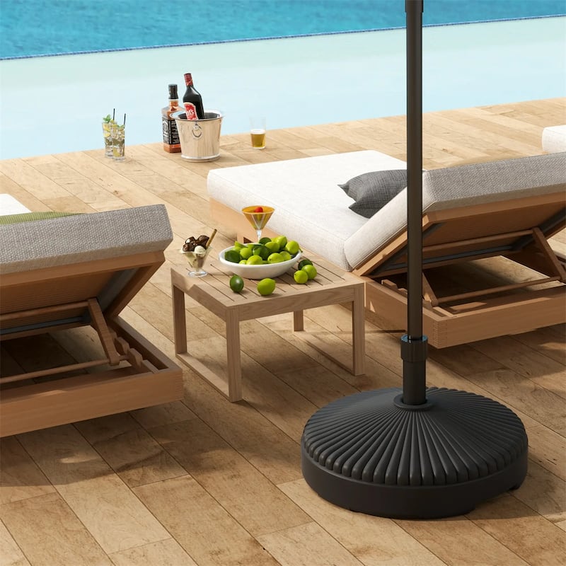Outdoor Umbrella Base HDPE Patio Parasol Stand Fillable with Sand or Water - 21.7" x 11.8" H