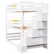 preview thumbnail 4 of 13, Wood Twin Size Bunk Bed with Storage Staircase & Full-Length Guard Rail, Triple Bunk Frame w/Slats Support for Bedroom