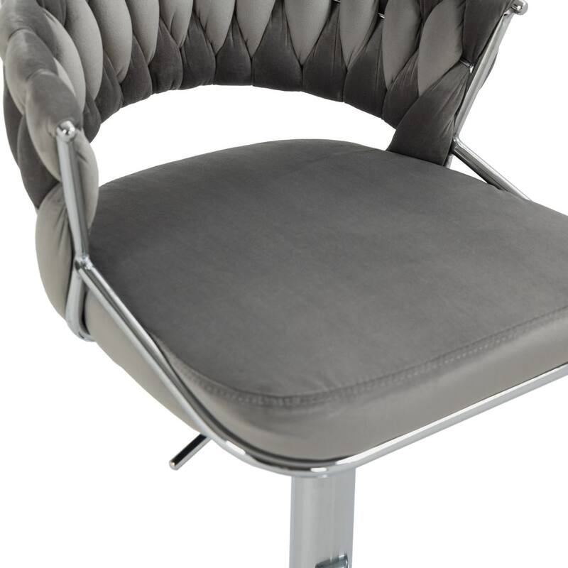 2/4 Set Velvet Adjustable Counter Stools Swivel Bar Stools With Backs - 24"-33"