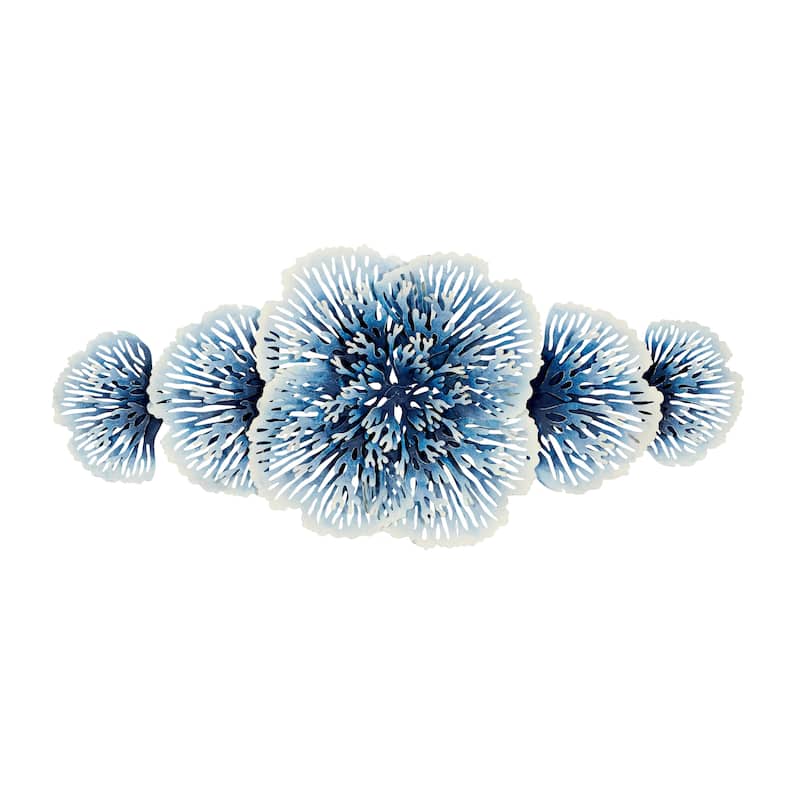 Metal Floral 3D Home Wall Decor - Blue - Roche River Decor - Blue