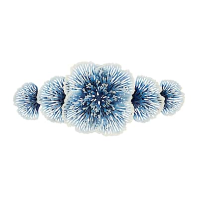 Metal Floral 3D Home Wall Decor - Blue - Roche River Decor