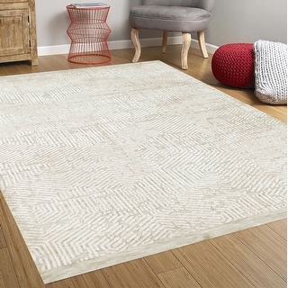 9x12 Ivory Light Cream Geometric Abstract Soft Pile Boho Minimal Large ...