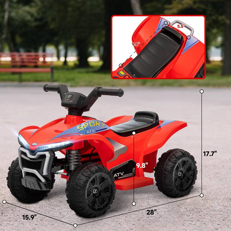 6V Kids ATV Ride-On Quad with 1.6MPH Max Speed, Rechargeable Battery, Forward & Reverse for Toddlers