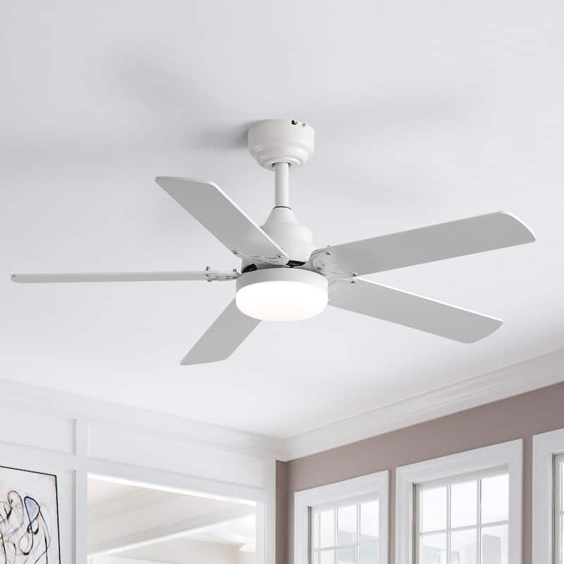 42“/52"/60"/48" Noiseless Walnut Wood Ceiling Fan with Remote Control, Integrated Light Optional