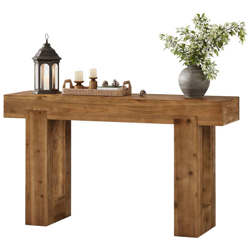 55-Inch Console Table, Solid Wood Farmhouse Sofa Table