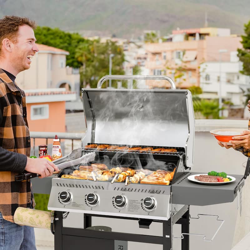 Royal Gourmet 4-Burner Gas Grill with Side Shelves