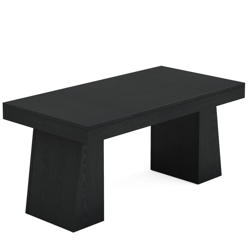 55" Mid-Century Modern Executive Desk -Computer Workstation with Double Trapezoid Base, Stylish Writing Table & Conference Desk