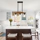 preview thumbnail 33 of 67, Farmhouse Linear Chandelier Rustic Wood Kitchen Island Lighting Dining Room Pendant Light Fixture with Seeded Glass Shade